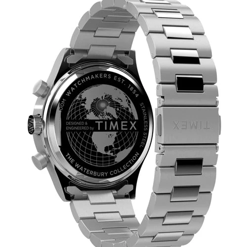 Timex Waterbury Traditional Fly Back Chronograph Stainless Steel Bracelet Watch 43mm TW2W47800UJ - Image 2