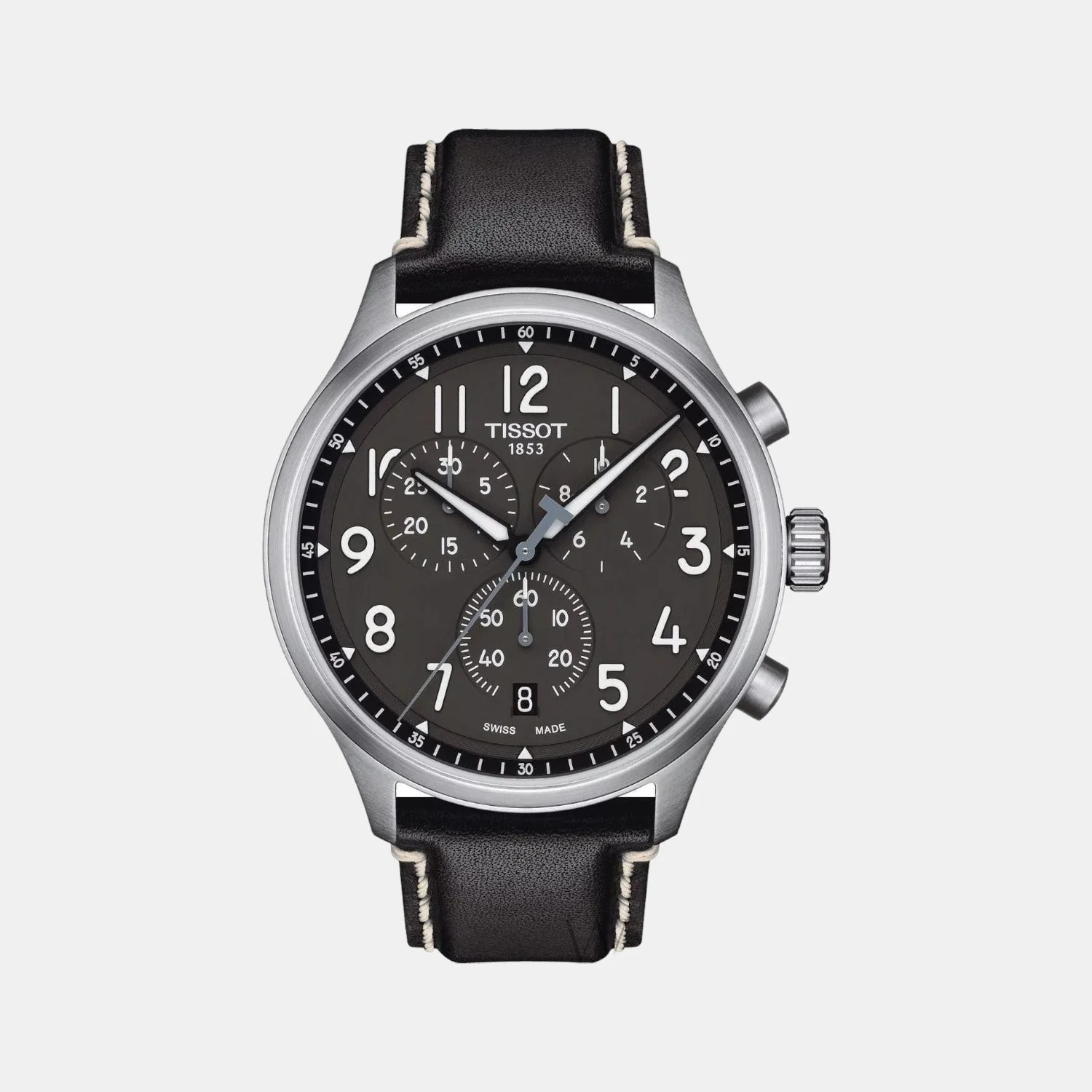 Chrono Xl Men Quartz Black Dial Chronograph Leather Watch T1166171606200