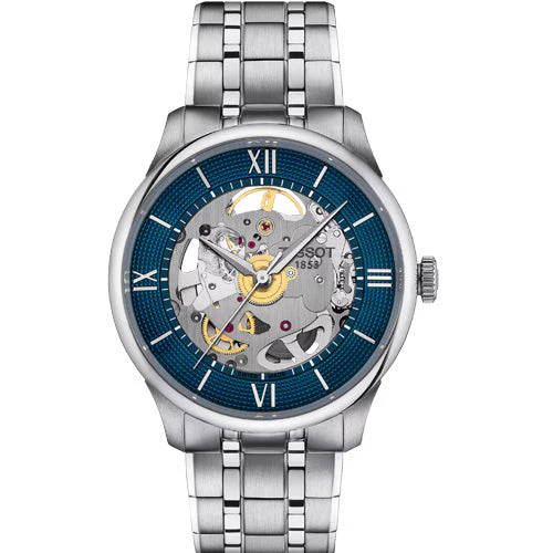 Tissot T-Classic Chemin Des Tourelles Skeleton Blue Dial Men 39mm T1398361104800