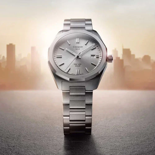 Tissot T-Classic PRC 100 Solar Quartz Silver Dial Men 39mm T1514221103100 - Image 4
