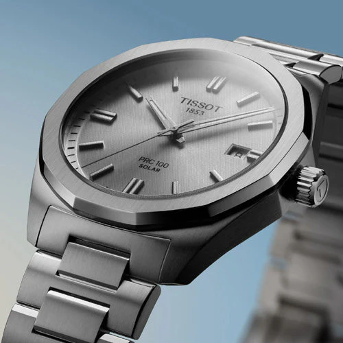Tissot T-Classic PRC 100 Solar Quartz Silver Dial Men 39mm T1514221103100 - Image 5