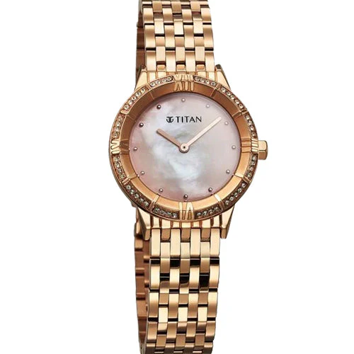 Titan Glamour Quartz Analog Mother Of Pearl Dial Rose Gold Stainless Steel Strap Watch For Women 30.5mm 95316WM01 - Image 2