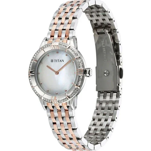 Titan Glamour Quartz Analog Mother Of Pearl Dial Two Toned Stainless Steel Strap Watch For Women 30.5mm 95316KM01 - Image 3