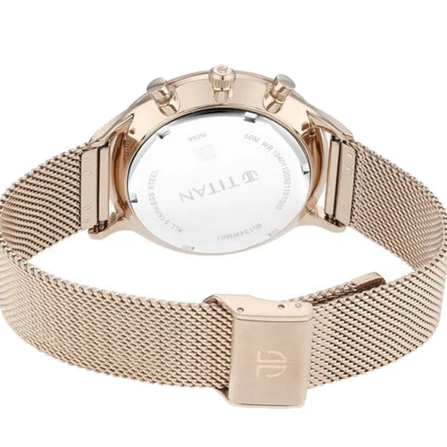 Titan Light Leathers Silver Dial Quartz Multifunction Stainless Steel Strap Watch for Men 42mm NS90134WM01 - Image 3