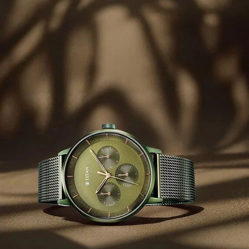 Titan Modern Classics Green Dial Quartz Multifunction Stainless Steel Strap Watch for Men 42mm NT94006QM03 - Image 5