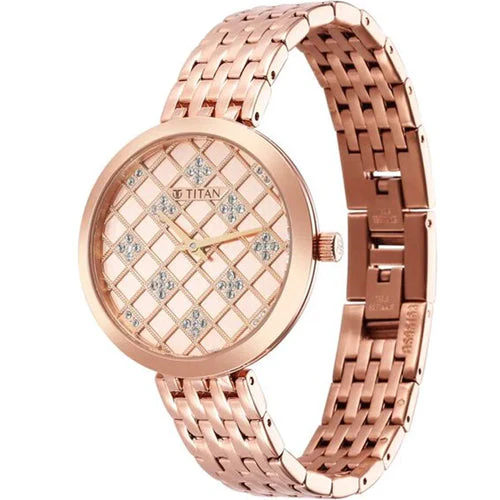 Titan Purple Unending Beauty Rose Gold Dial Women Watch With Stainless Steel Strap 34mm NS95163WM01 - Image 3