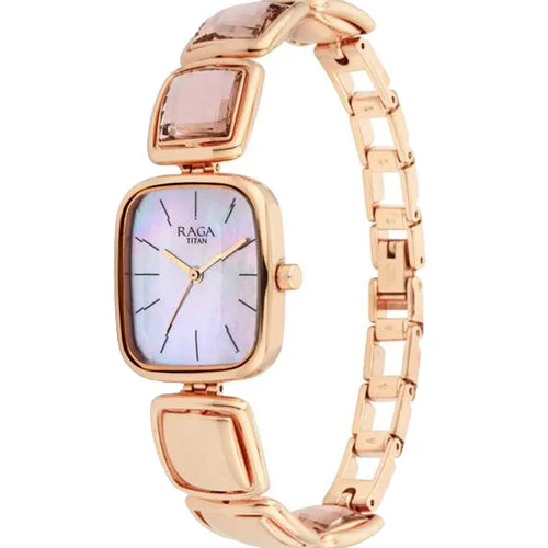Titan Raga Moments of Joy Mother of Pearl Dial Analog Rose Gold Metal Strap watch for Women 24mm NT95136WM01 - Image 3