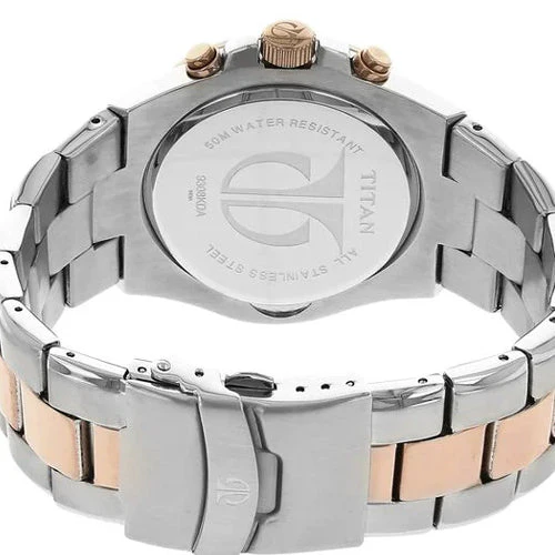 Titan Regallia Rose Gold Chronograph Stainless Steel Strap Watch for Men 42.2mm NT9308KM01 - Image 3