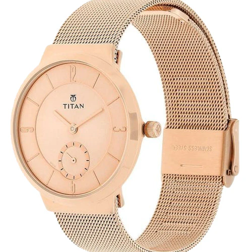 Titan Workwear Quartz Analog Rose Gold Dial Stainless Steel Strap Watch for Women 32mm NS95033WM01 - Image 2