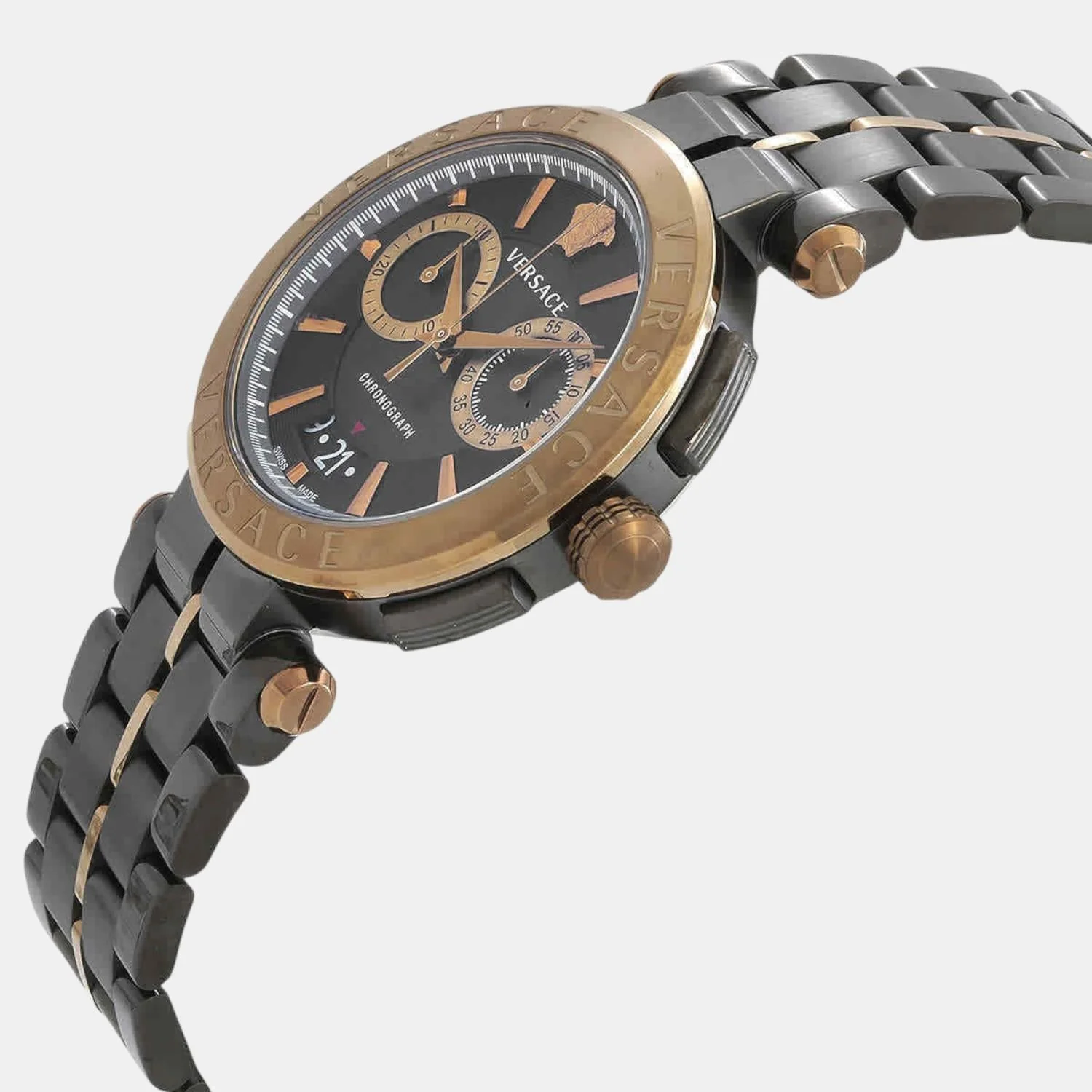 Aion Men Quartz Black Dial Chronograph Stainless Steel Watch VE1D02023 - Image 2