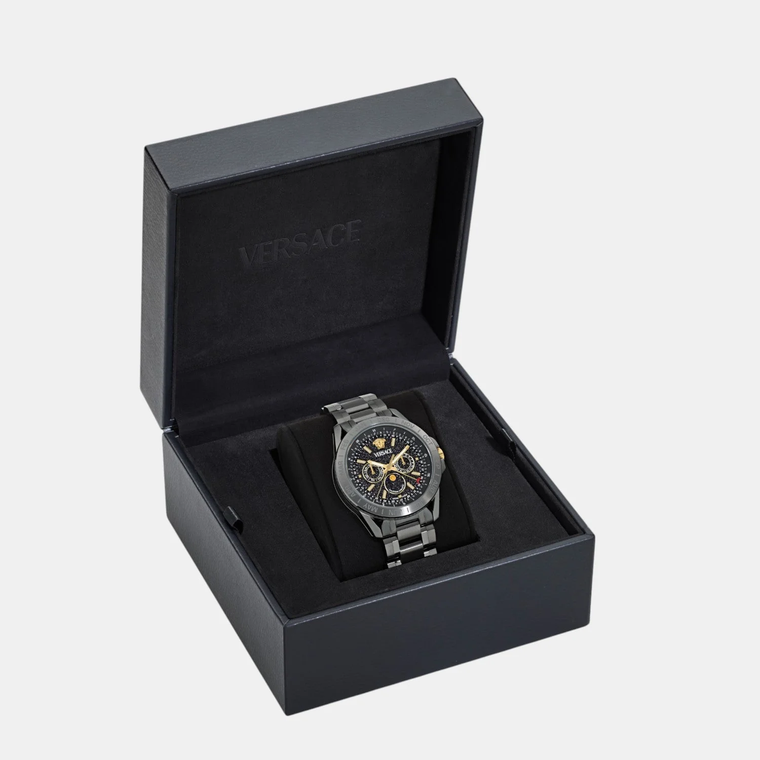 Galaxy Moonphase Men Quartz Black Dial Multi-Function Stainless Steel Watch VE0K00525 - Image 4