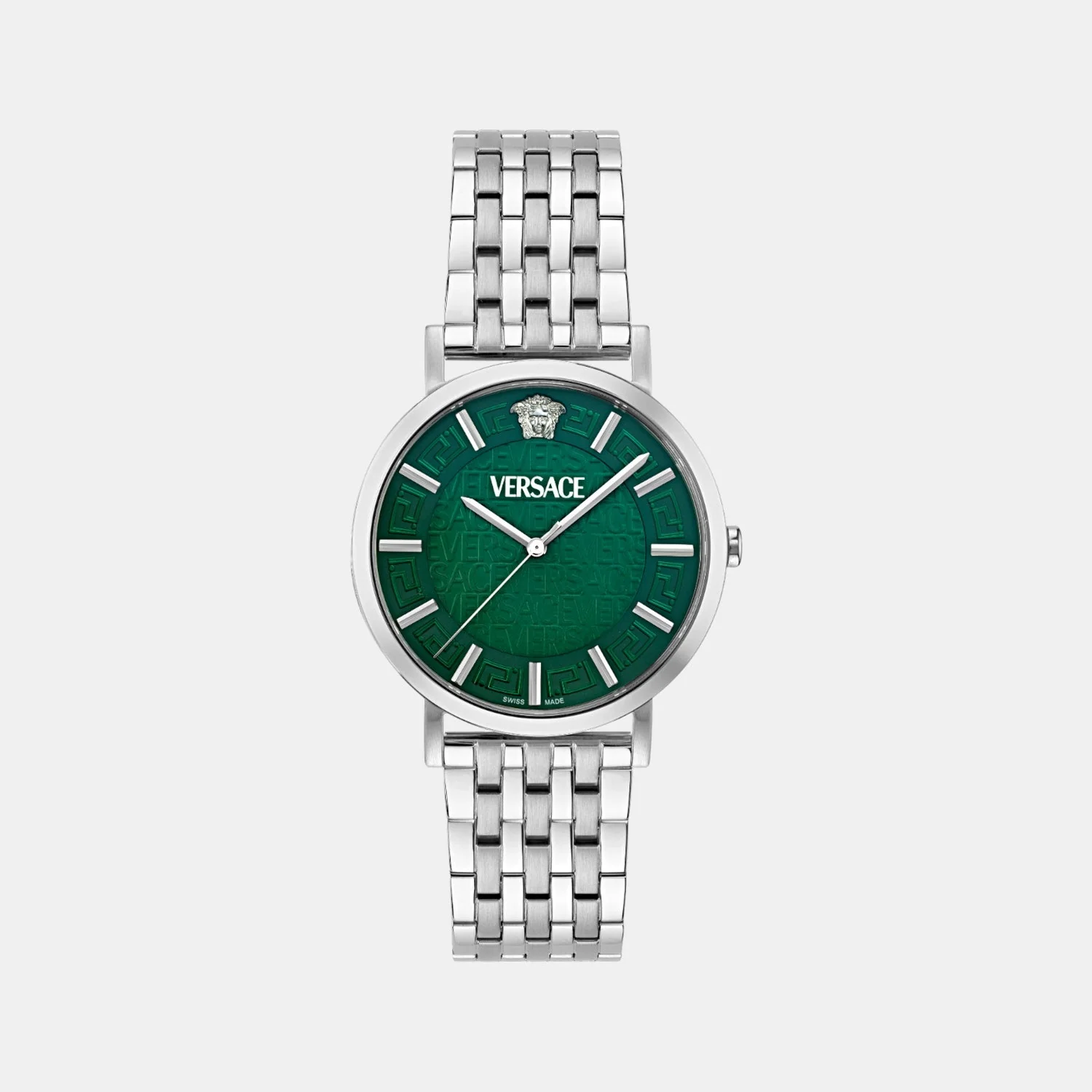 Greca Slim Men Quartz Green Dial Analog Stainless Steel Watch VE8Q00324
