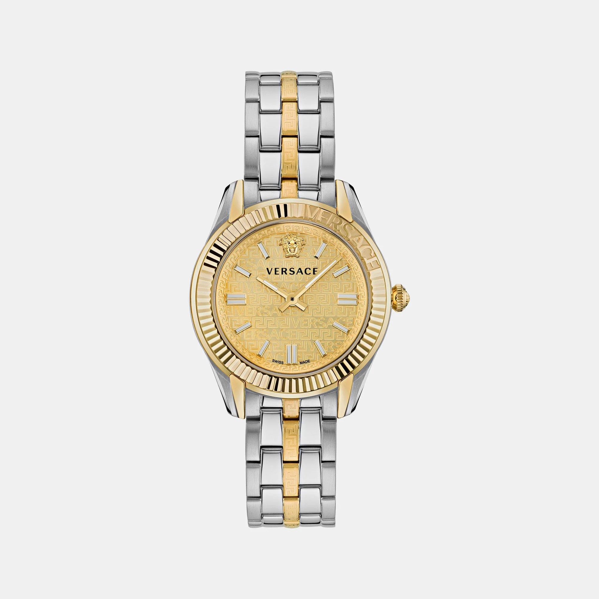 Greca Women Quartz Gold Dial Analog Stainless Steel Watch VE6C00523