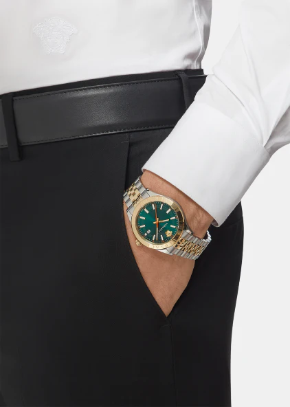 Hellenyium-VK Men Quartz Green Dial Analog Stainless Steel Watch VEVK00620 - Image 4